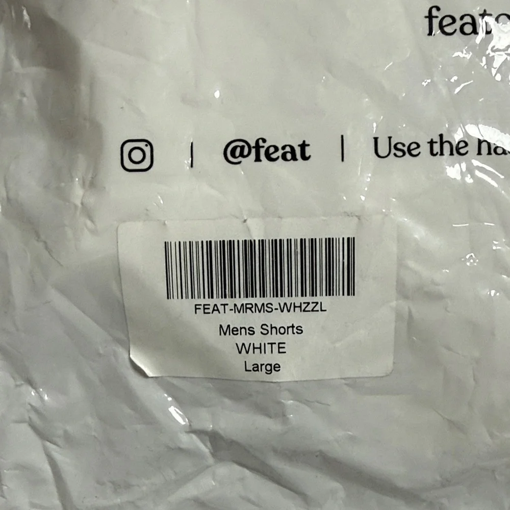 Feat Clothing Men’s Roam Performance Shorts in White  Size Large